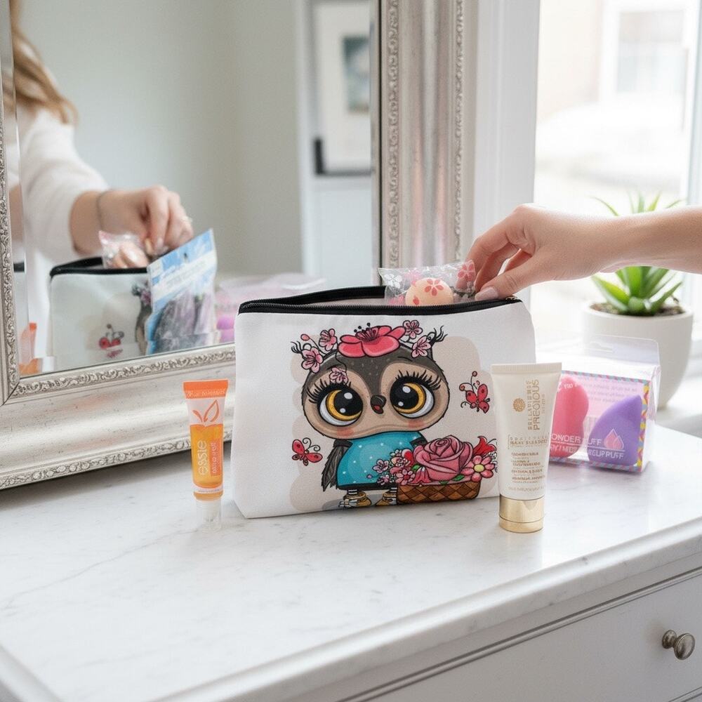 Beauty Self Care Bundle Owl Cosmetic Bag Spa Set